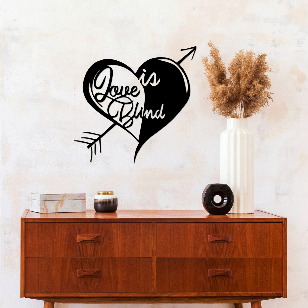 Decoratiune de perete, Love in Blind, Dimensiuni: 59 x 61 cm, Negru - imagine 6